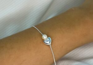 Pulseira coração & pérola